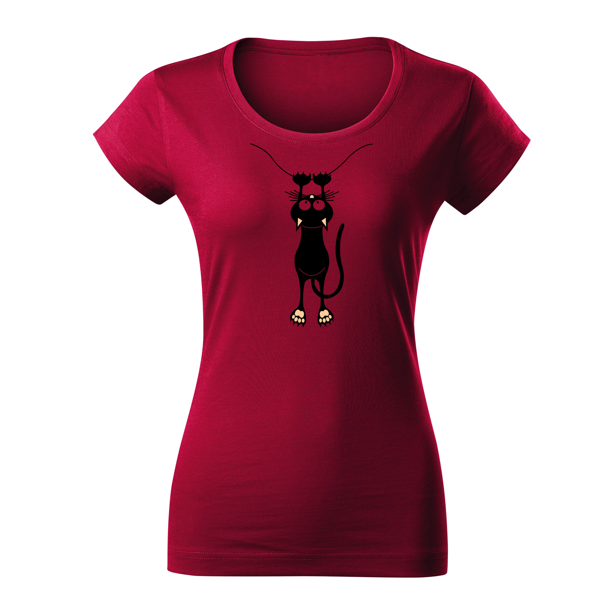 KOČKA 1 - dámské triko tmavě červená
