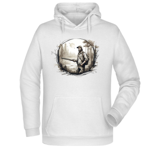 MYSLIVEC - KRUH - pánská mikina s kapucí bílá